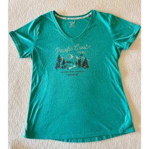 Brooks REI Running Shirt Womens L Large Green V-Neck PCT Pacific‎ Crest Trail
